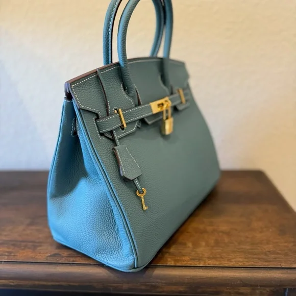 Designer inspired leather satchel bag handmade exclusive - Picture 2 of 14